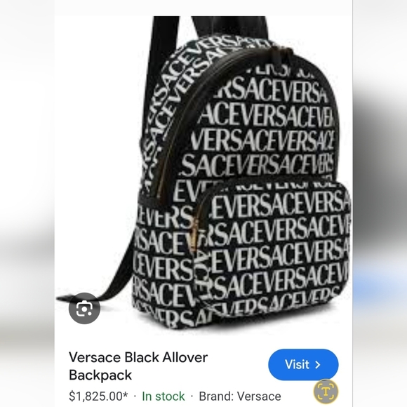 Versace Monogrammed Allover Backpack with Gold Hardware and Black Leather (NWT) - Picture 2 of 16